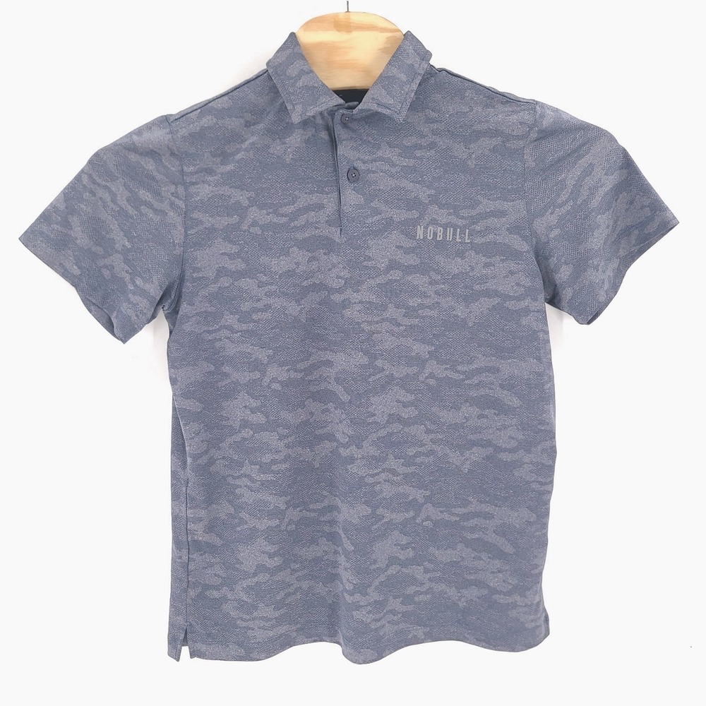 NoBull Shirt Mens Medium Blue Camo Golf Polo Athletic Gym Workout